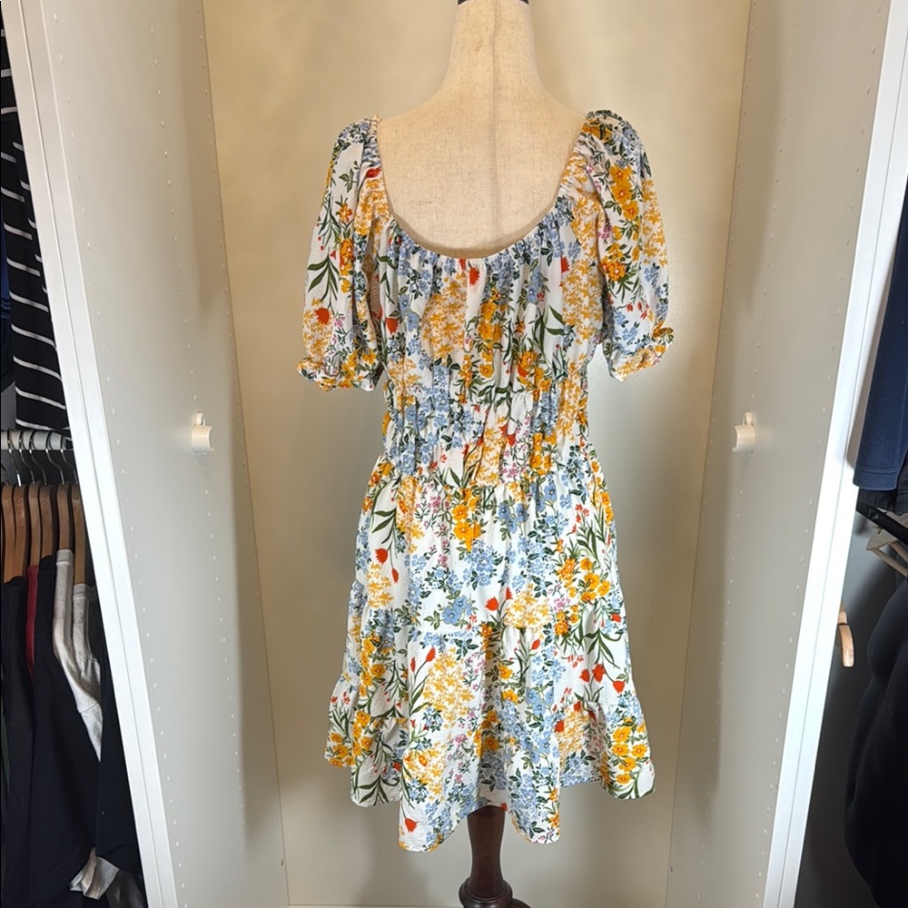 Liberty Love Yellow and Blue Smocked Puff Sleeve Sundress - Picture 4 of 5